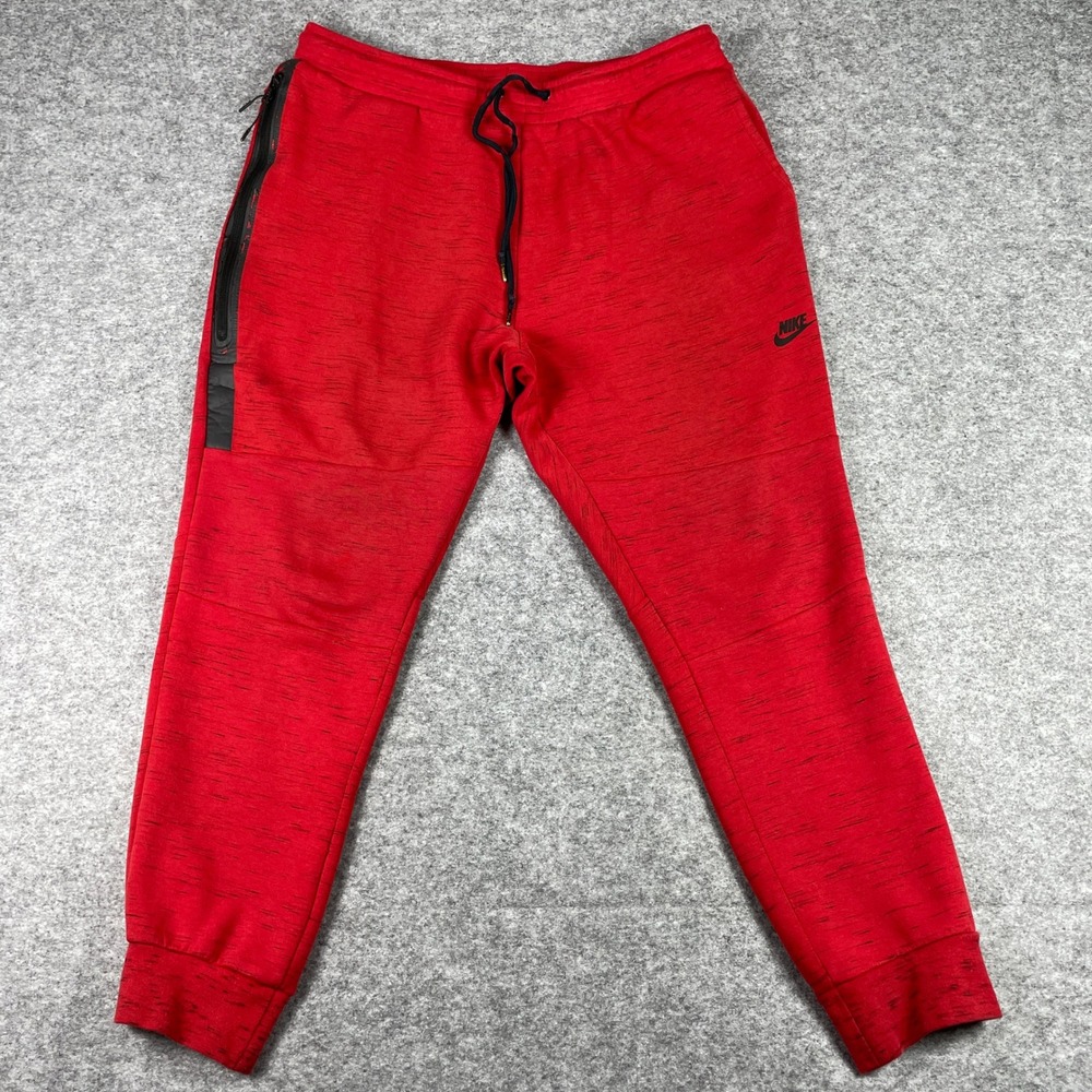 Nike Tech Fleece Joggers Mens XXL Red Heathered Tapered Sweatpants 545343-696